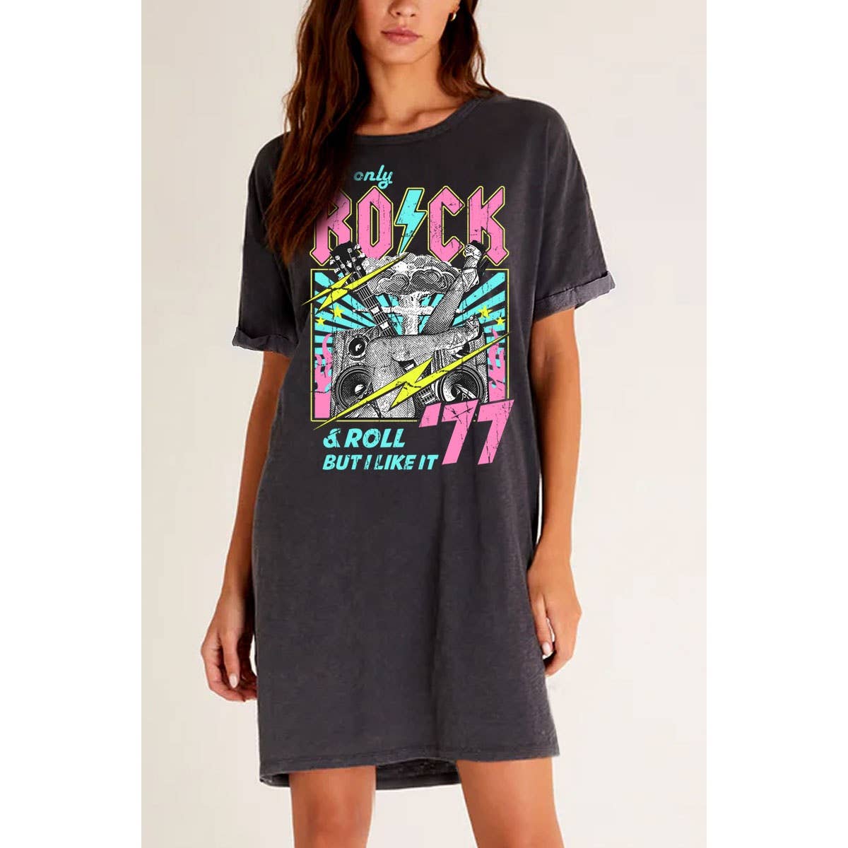 ROCK N ROLL GUITAR MINERAL GRAPHIC DRESS