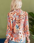 Floral Button-Up Shirred Cuff Shirt