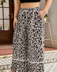 Plus Size Leopard Reverse Seam Patch Pocket Pants