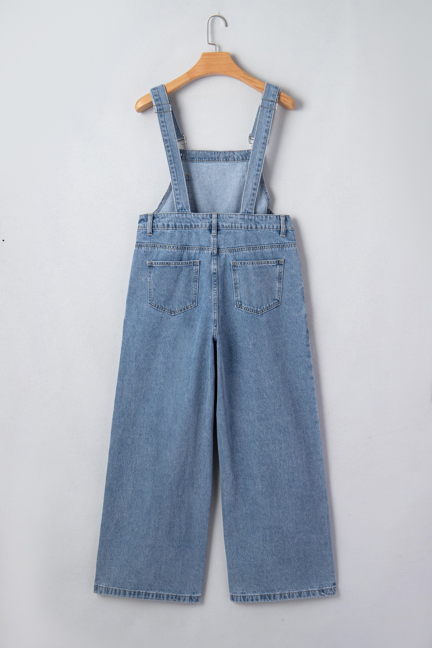 Pleated Wide Leg Pocketed Denim Jumpsuit