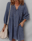 Autumn Tied Pleated Mini Dress