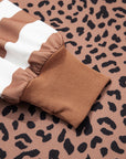 Plus Size Leopard Stripe Patchwork Side Slit Sweatshirt