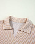 Corded V-Neck Bubble Sleeve Babydoll Blouse
