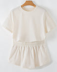 Solid Cropped Tee & Ruffle High Waist Skort Set
