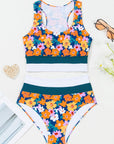 Floral Racerback Cutout High Waist Bikini Set