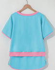 Colorblock Short Sleeve T-Shirt and Skort Set