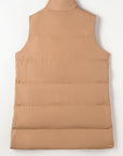 Solid Zip-Up Pocketed Puffer Vest