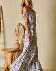 Boho Paisley Off-Shoulder Maxi Dress