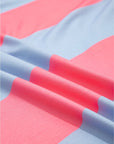 Blue Stripe Colorblock Patchwork Zip up Plus Size Pullover