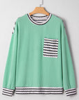 Claire Contrast Striped Patchwork Long Sleeve Top