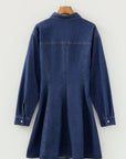 Denim Shirt Collar Long Sleeve Mini Dress