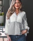 Zahra Bracelet Sleeve Babydoll Blouse