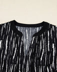 Abstract V-Neck Long Sleeve Blouse