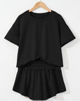 Solid Cropped Tee & Ruffle High Waist Skort Set
