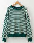 Stripe Drop Shoulder Long Sleeve Top