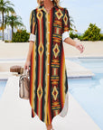 Baha Ranch Colores De Mexico Southwestern Aztec Serape Long Sleeve Shirt Dress Duster