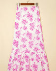 Floral Boho High Waist Ruffle Split Maxi Skirt