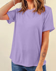 Solid Short Sleeve Crew Neck Tee