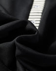Plus Size Stripe Cuffs Collared Ruffle Hem Dress