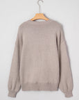 Floral Embroidered Sleeve Round Neck Loose Sweater
