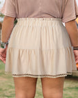 Plus Size Boho Frilled Elastic Waist Shorts
