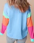 Colorblock Patchwork Long Sleeve Top