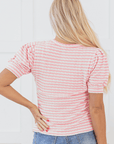 Dylan Stripe Textured Puff Sleeve Top