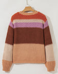 Colorblock Drop Shoulder Cropped Sweater