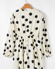 Polka Dot Surplice V-Neck Puff Sleeve Mini Dress