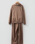 Solid V-Neck Pullover and Drawstring Sweatpants Set