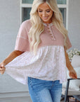 Legacy Waffle Floral Exposed Seam Top
