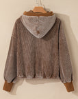 Abigail Kangaroo Drawstring Corduroy Hoodie