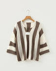 Colorblock Stripe V-Neck 3/4 Sleeve Sweater