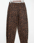 Leopard Seam Detail High Waist Barrel Leg Jeans