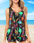 Baha Ranch Neon Rodeo Tankini & Boy Shorts Swim Set