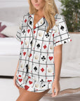 Baha Ranch Vegas Gambling Satin Ruffle Pajama Set