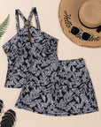 Abstract Buckle Tankini Top & Skirted Swim Set