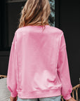 Bow Tie Lace Embroidered Reverse Seam Sweatshirt