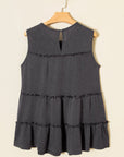 Solid Frilled Ruffle Tiered Tank Top