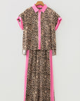 Leopard Contrast Trim Top and Pant Set