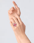 Embellished Pink Quartz Golden Statement Ring