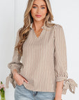 Blair Tied Cuffs Seersucker Blouse
