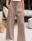 Mineral Wash Reverse Seam Drawstring Elastic Waist Pants