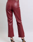 Faux Leather Tummy Control High Waisted Straight: Red