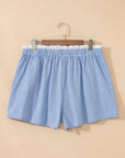 Plus Size Gingham Plaid Ruffle Contrast Trim Shorts