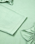 Grass Green Flower Applique Mineral Wash Plus Size Top
