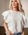 Cecelia Ruffled Flutter Sleeve Blouse