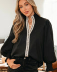Estrella Flounce Sleeve Trim Blouse