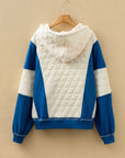 Colorblock Quilted Fleece Patchwork Oversize Hoodie