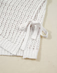 Plus Size Crochet Bow Tie Short Sleeve Sweater